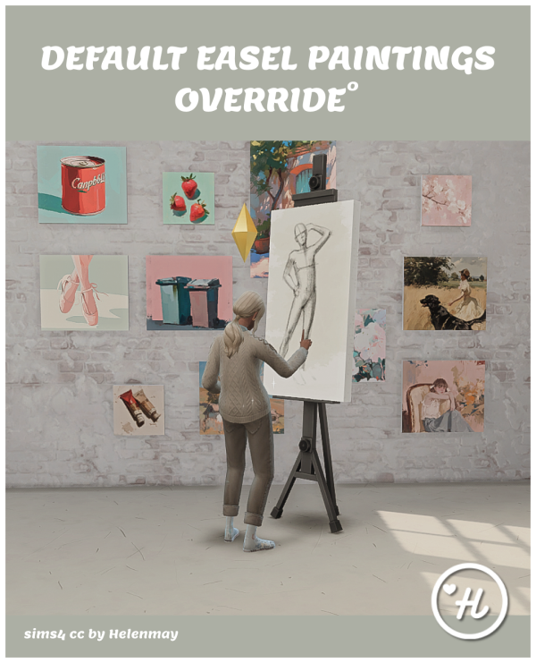 Maxis Match Default Easel Paintings override by simsfinds - The Sims 4 Custom Content