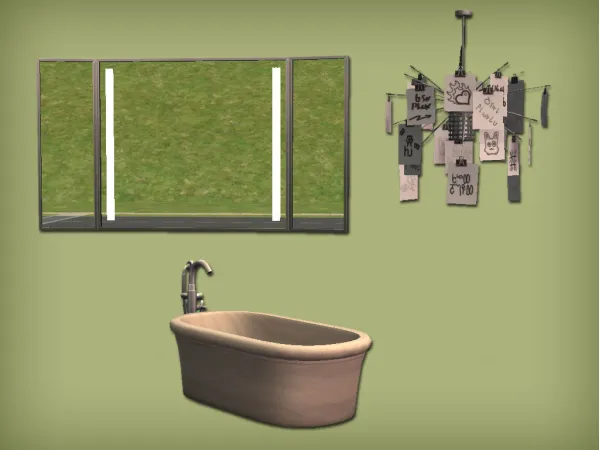 SOHO Bathtub 3 Tile Mirror and Zettelz Light for - The Sims 2 Custom Content