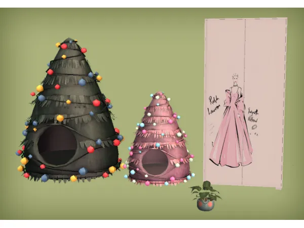 Christmas Tree Pet Bed Frog Planter and French Teen Wardrobe for by simsfinds - The Sims 2 Custom Content