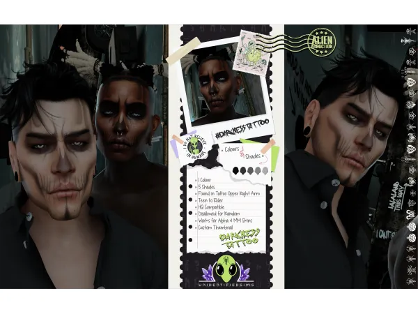 Mix Darkness Tattoo by unidentifiedsims - The Sims 4 Custom Content