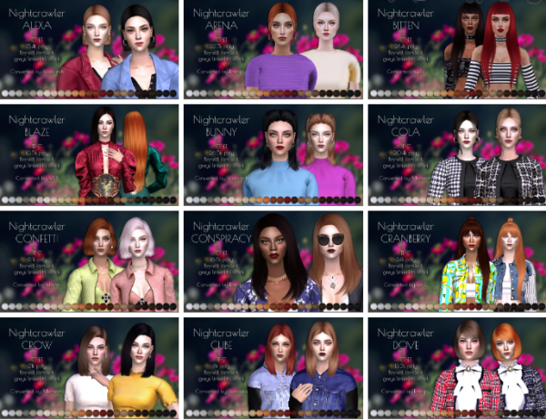 Nightcrawlers female hair retextures dump pt 1 by simsfinds - The Sims 2 Custom Content