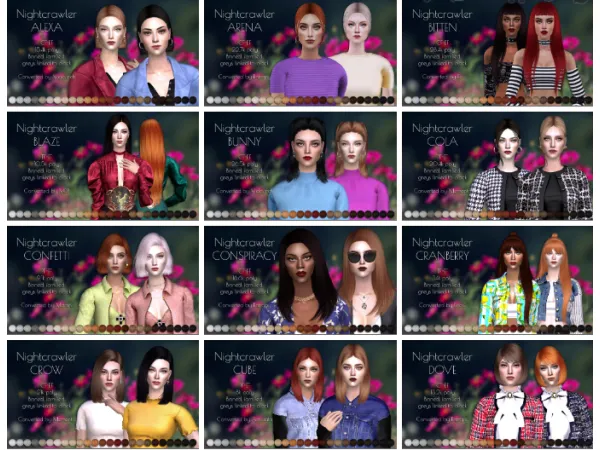 Nightcrawlers female hair retextures dump pt 1 - The Sims 2 Custom Content