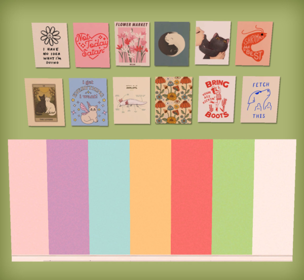 Mechtasims Office Set Posters and Cutie Pie Paints for by simsfinds - The Sims 2 Custom Content