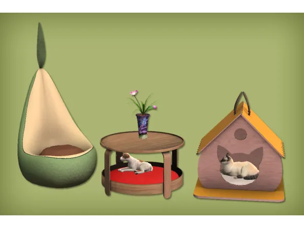 Avocado Seat Cat House and Urbanist Coffee Table Pet Bed for - The Sims 2 Custom Content