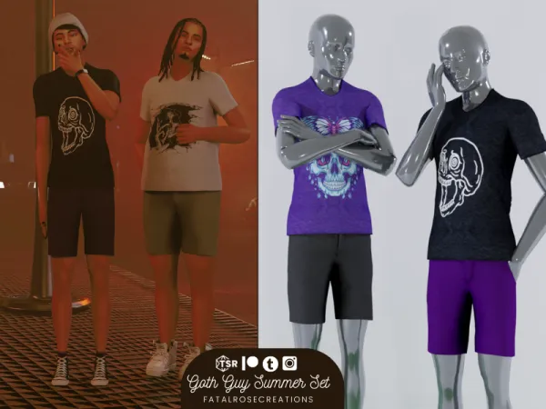 Alpha Goth Guy Summer Set - The Sims 4 Custom Content