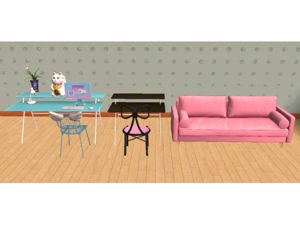 Gamer Set Pink Dream Sofa and Vanity Seat for - The Sims 2 Custom Content