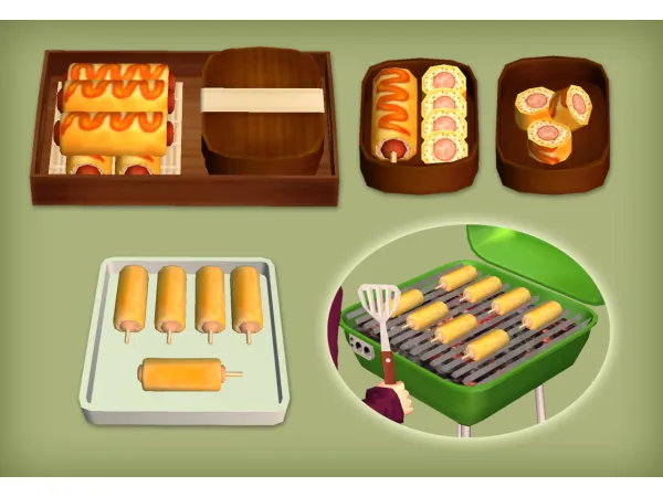 Egg Roll Rice Corn Dog Food for - The Sims 2 Custom Content