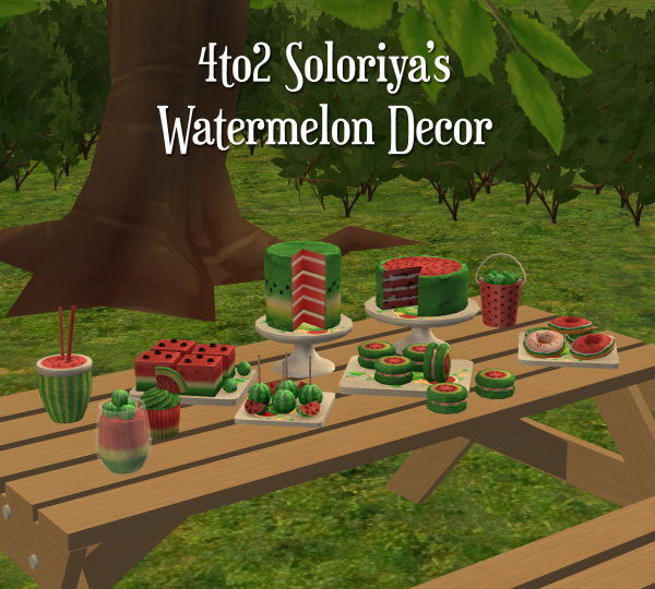 4to2 Soloriyas Watermelon Deco by simsfinds - The Sims 2 Custom Content