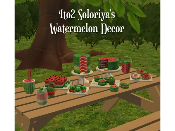 4to2 Soloriyas Watermelon Deco - The Sims 2 Custom Content