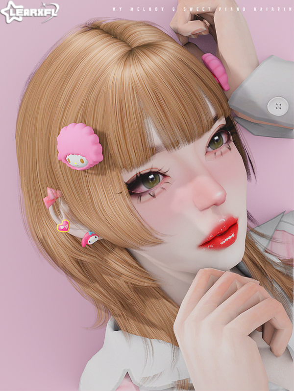 Alpha My Melody Sweet Piano Sweet Piano Hairpin [817 Items] by simsfinds - The Sims 4 Custom Content