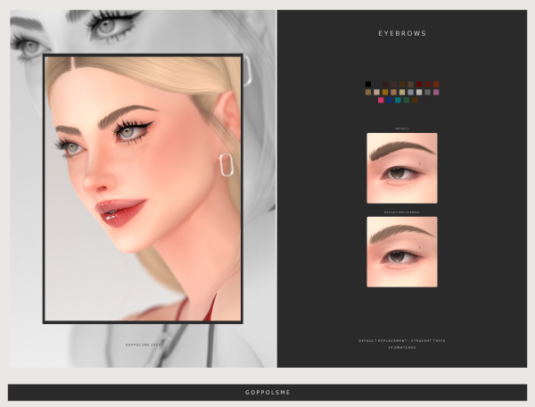 Alpha GPME GOLD Eyebrows Default Replacement 07StraightThick by simsfinds - The Sims 4 Custom Content