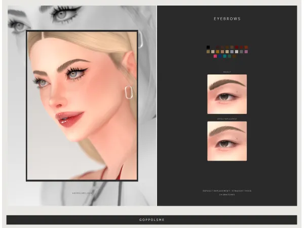 Alpha GPME GOLD Eyebrows Default Replacement 07StraightThick by goppolsme - The Sims 4 Custom Content