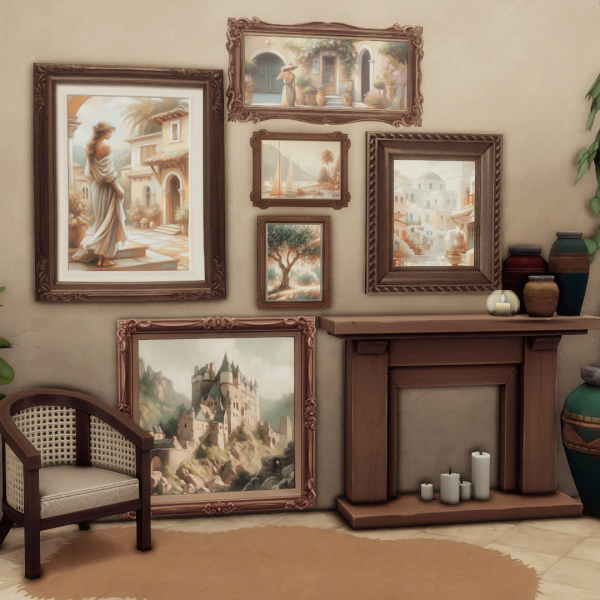 Maxis Match Mediterranean paintings by simsfinds - The Sims 4 Custom Content
