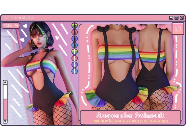 Alpha PEACH Suspender Swimsuit - The Sims 4 Custom Content