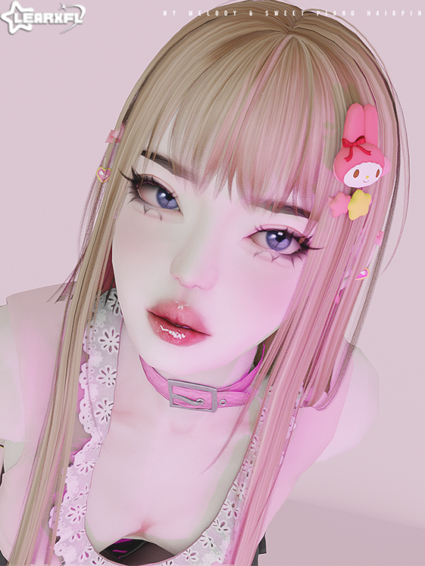 Alpha My Melody Sweet Piano My Melody Hairpin [917 Items] by simsfinds - The Sims 4 Custom Content