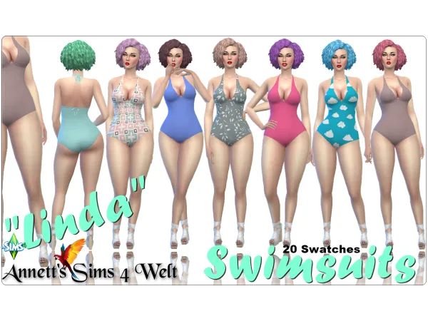 Maxis Match Repost Swimsuits Linda from 2017 by AnnettsSims4Welt - The Sims 4 Custom Content