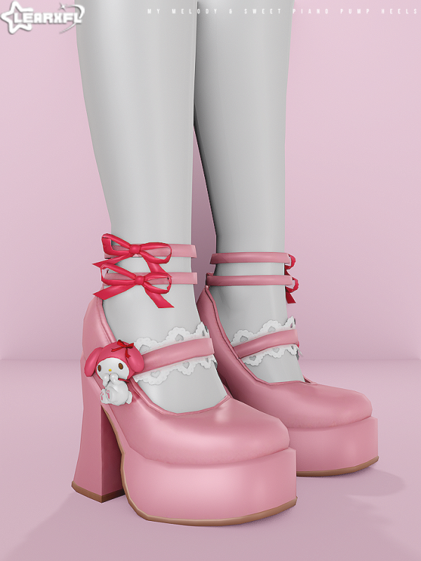 Alpha My Melody Sweet Piano Pump Heels [1017 Items] by simsfinds - The Sims 4 Custom Content
