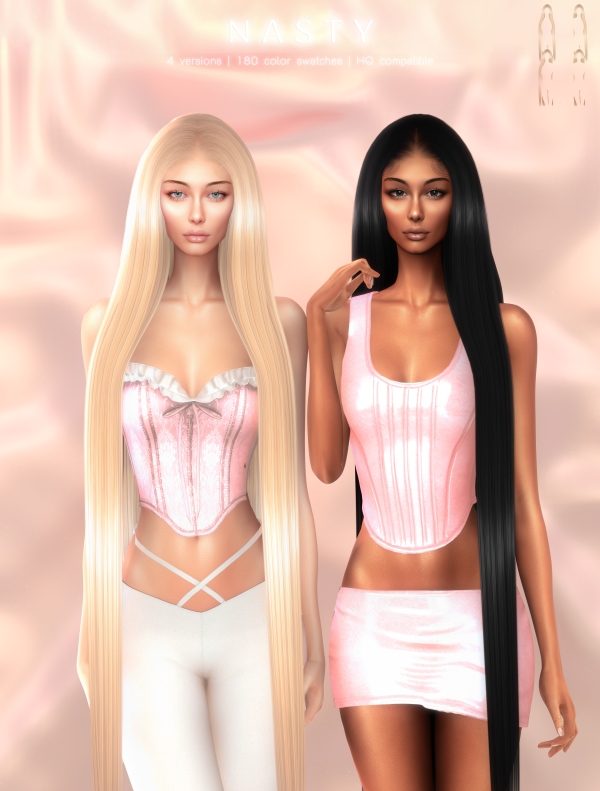 Alpha Nasty Hairstyle by greenteahoney - The Sims 4 Custom Content