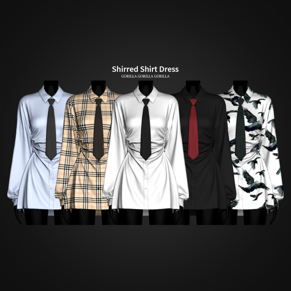 Alpha Shirred Shirt Dress by simsfinds - The Sims 4 Custom Content