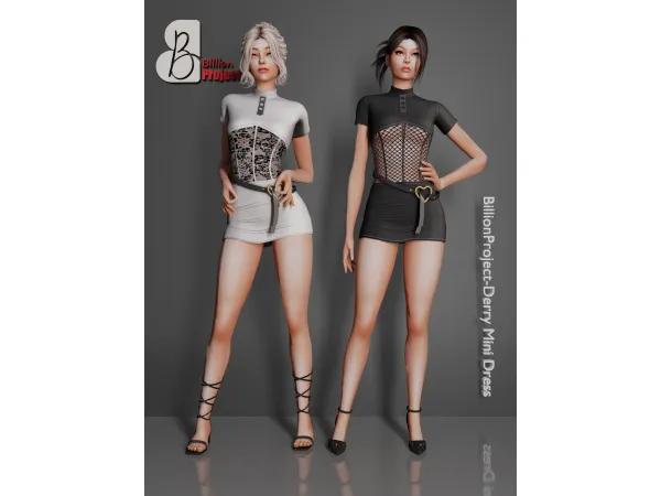 Alpha BillionProject Derry Mini Dress by BillionProject666 - The Sims 4 Custom Content