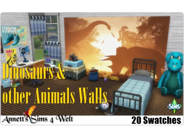 Maxis Match Repost Dinosaurs other Animals Walls from 2017 by AnnettsSims4Welt - The Sims 4 Custom Content