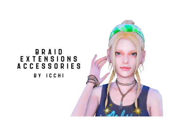 Maxis Match Braid extensions accessories by icchisims - The Sims 4 Custom Content