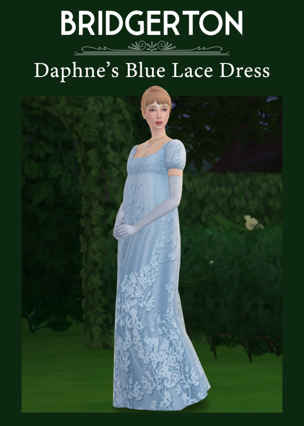 Maxis Match [Lonelyboy] Bridgerton Daphne Blue Lace Dress by simsfinds - The Sims 4 Custom Content