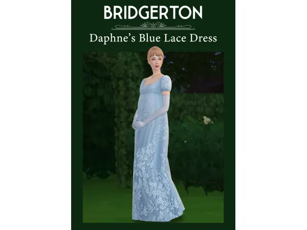 Maxis Match [Lonelyboy] Bridgerton Daphne Blue Lace Dress by HappyLifeSims - The Sims 4 Custom Content