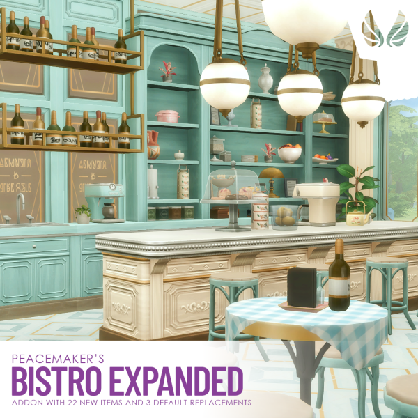 Maxis Match Bistro Expanded Addon with 22 New items by simsfinds - The Sims 4 Custom Content