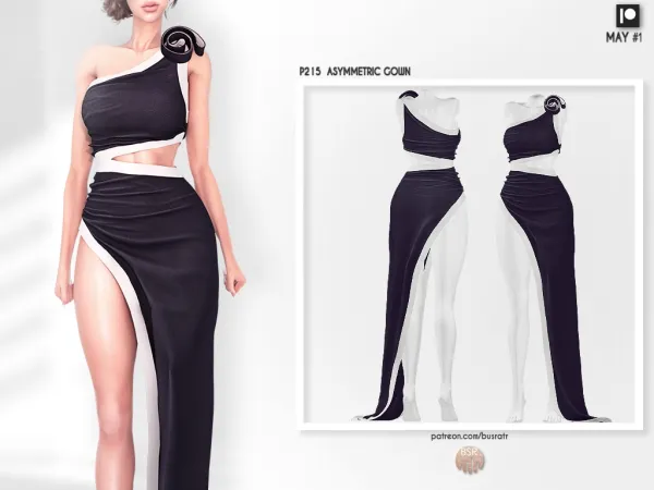 Alpha Preview Available in Early Access ASYMMETRIC GOWN P215 (MAY 1) by busratr - The Sims 4 Custom Content