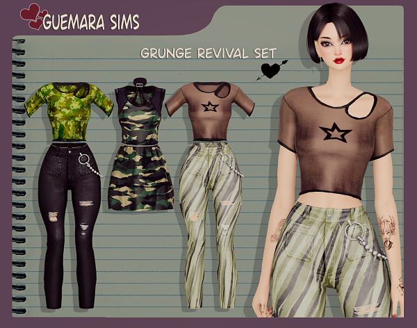 Alpha Grunge revival set (Updated) by simsfinds - The Sims 4 Custom Content