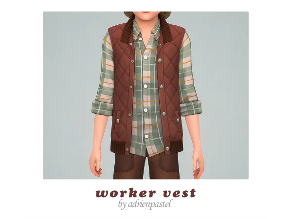 Maxis Match Worker Vest Trousers by adrienpastel - The Sims 4 Custom Content