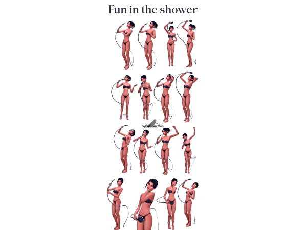 Mix Fun in the shower posepack by natalia_auditore - The Sims 4 Custom Content