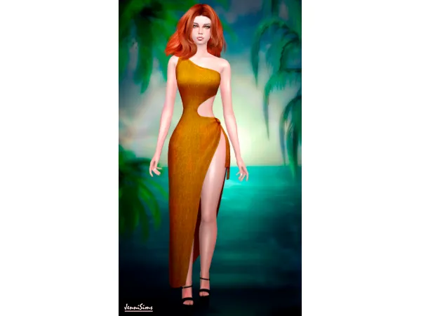 Maxis Match Shoulder Dress(12 swatches) Jennisims by Jennifer - The Sims 4 Custom Content