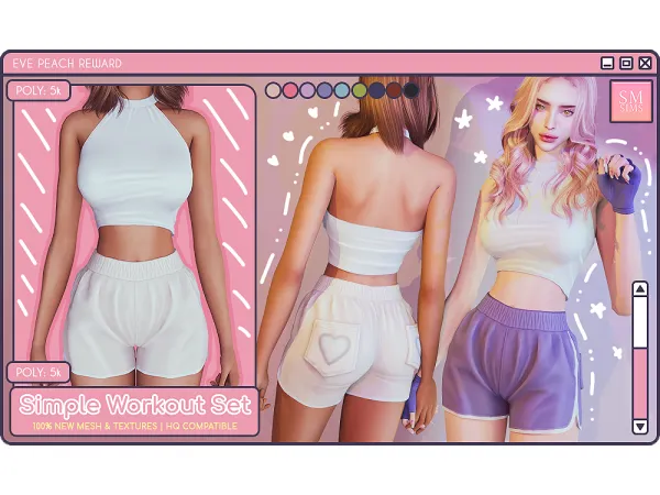 Alpha PEACH Simple Workout Set by SMSims - The Sims 4 Custom Content