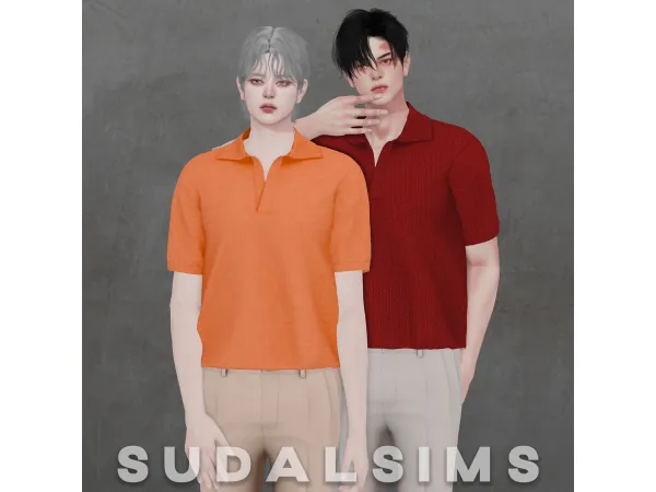Alpha [sudal] Collar t shirt Casual pant by sudalsims - The Sims 4 Custom Content