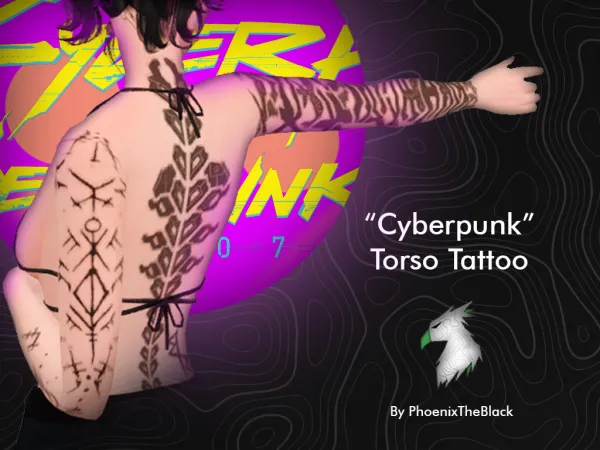Mix Cyberpunk Torso Tattoo by PhoenixTheBlack - The Sims 4 Custom Content