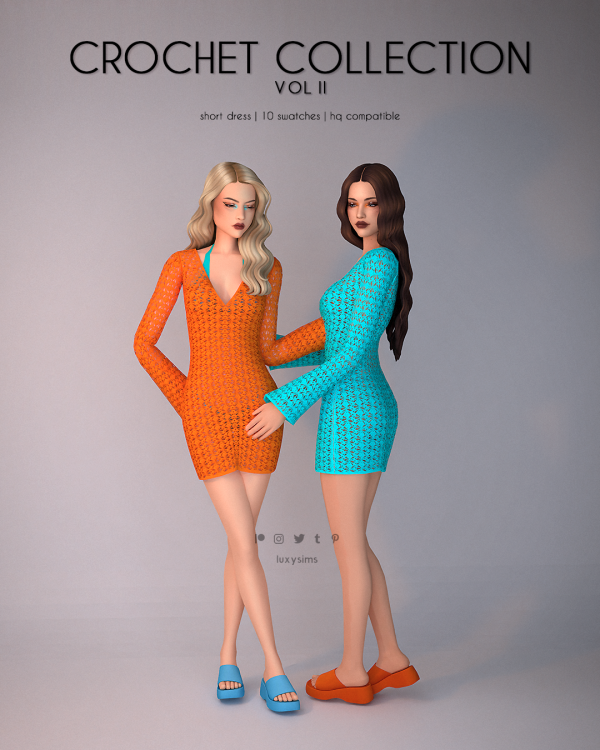 Alpha Short Dress Crochet Collection II by luxysims - The Sims 4 Custom Content