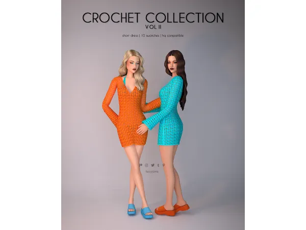 Alpha Short Dress Crochet Collection II - The Sims 4 Custom Content