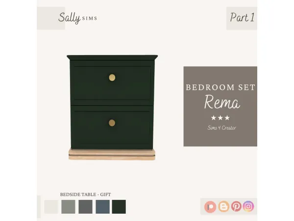 Alpha Bedroom Set REMA Bedside Table - The Sims 4 Custom Content