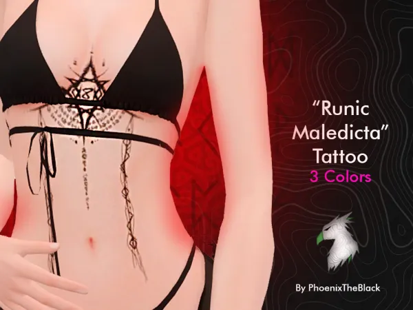 Mix Runic Maledicta Chest Tattoo by PhoenixTheBlack - The Sims 4 Custom Content