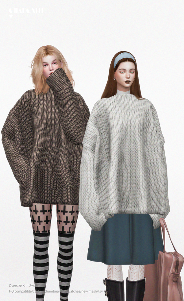Alpha Oversize Knit Sweater by simsfinds - The Sims 4 Custom Content