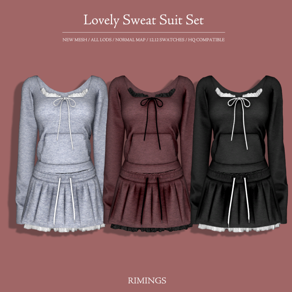 Alpha [RIMINGS] Lovely Sweat Suit Set by simsfinds - The Sims 4 Custom Content
