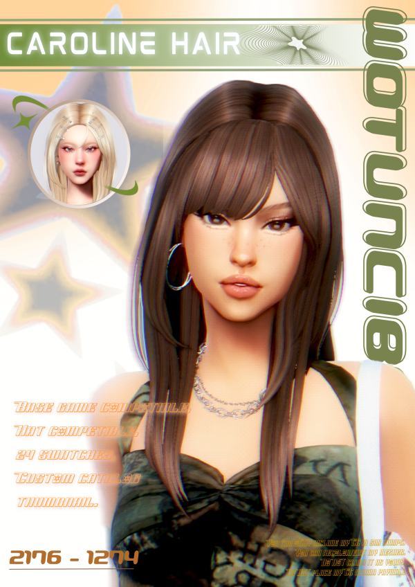 Maxis Match Caroline Hair by simsfinds - The Sims 4 Custom Content