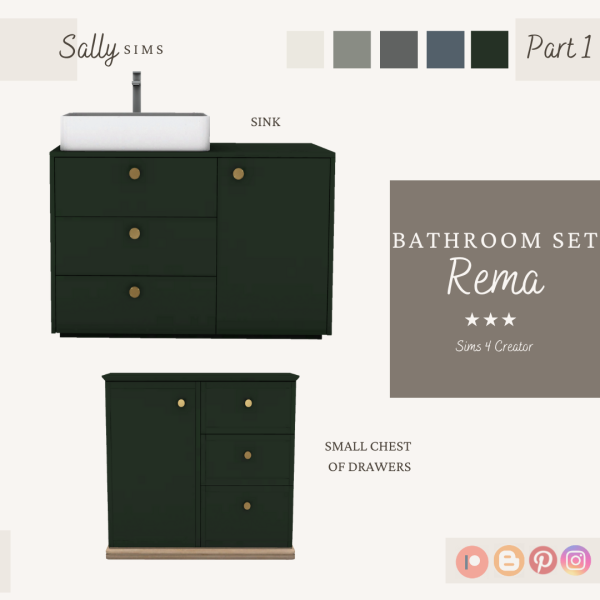 Alpha Bathroom Set REMA by sally4sims - The Sims 4 Custom Content