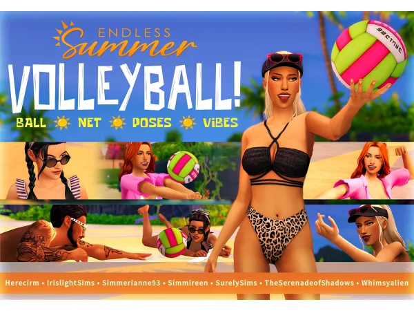 Mix Pose Pack Endless Summer Volleyball by surelysims - The Sims 4 Custom Content