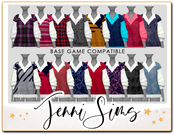 Maxis Match Sweater Vest 16DESIGNS Jennisims by simsfinds - The Sims 4 Custom Content