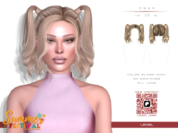 Alpha Asya hairstyle by lexel - The Sims 4 Custom Content