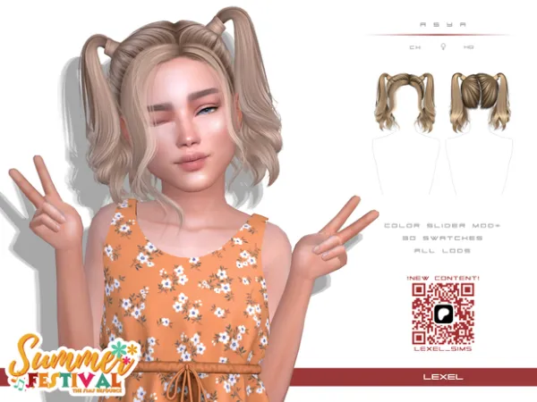 Alpha Asya hairstyle by lexel - The Sims 4 Custom Content