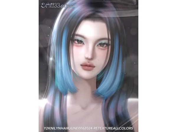 Alpha 333Y2KnilynhairJUNE0062024 RetextureAllcolors by san33 - The Sims 4 Custom Content